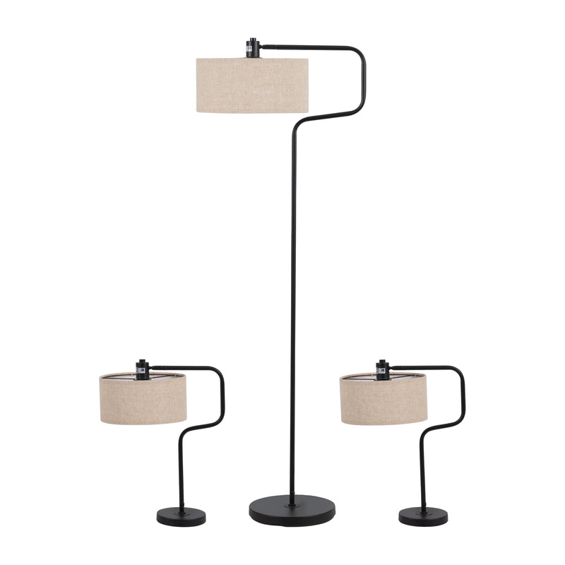 S/3 61/21metal Floor And Table Lamps, Black