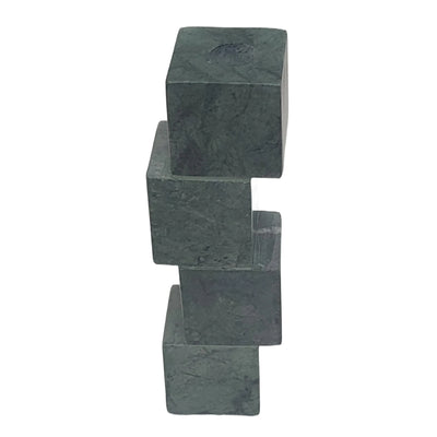 8x3 Stacked Cube Marble Taper Holder, Green