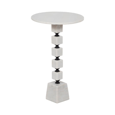 24 Stacked Marble Accent Table, White Kd