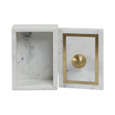 Marble, 7X5 Rectangular Box - Knob, White