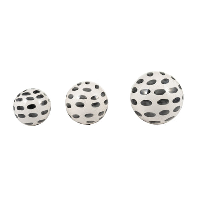 CER, S/3 4/5/6 SPOTTED ORBS, BLK/WHT