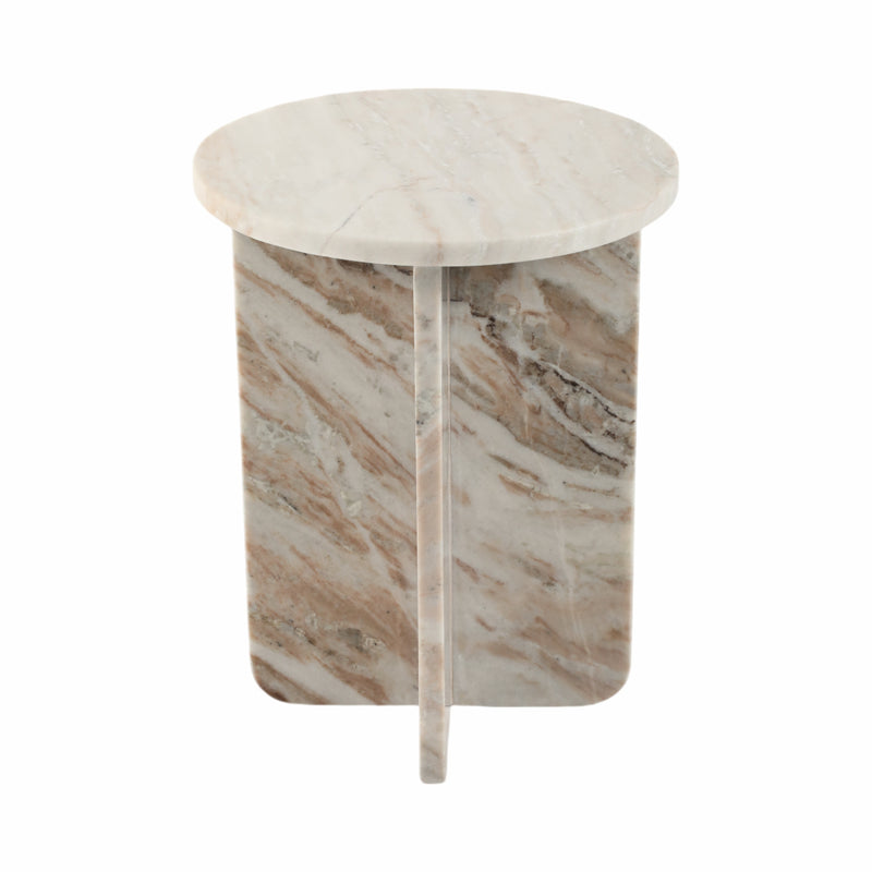 18 BELLISO SMALL ROUNDED MARBLE TABLE, BROWN