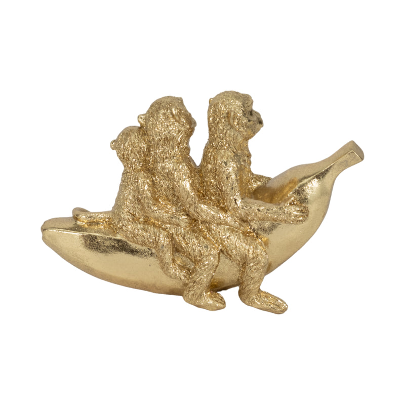 8 Three Monkeys On Banana, Gold