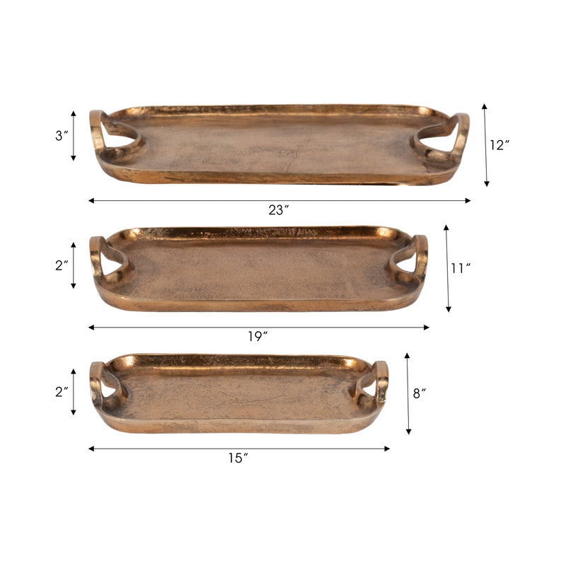 S/3 15/19/23 Darcy Trays, Bronze