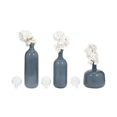 S/3 12/17/19 Jia Blue Lidded Glass Bottles