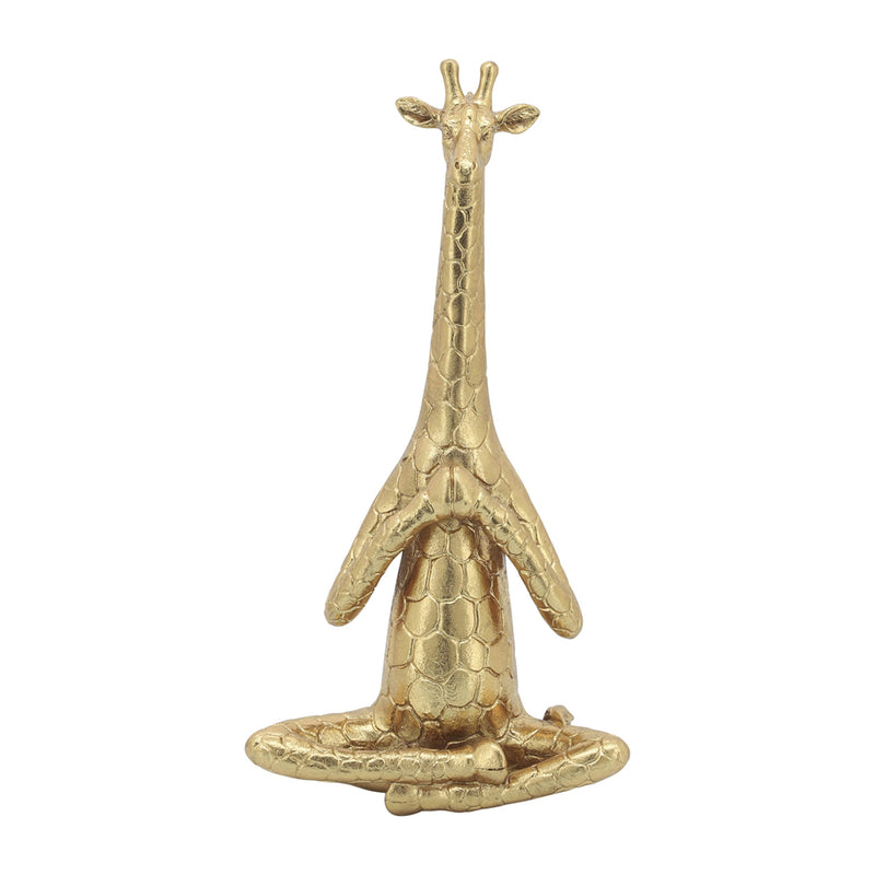 POLYRESIN,S/3,12H, YOGA GIRAFFE, GOLD