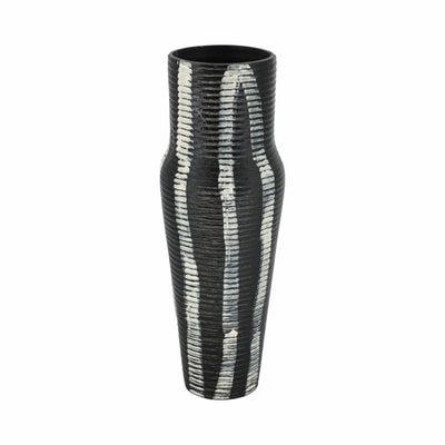 12 Percy Patterned Gray Metal Vase