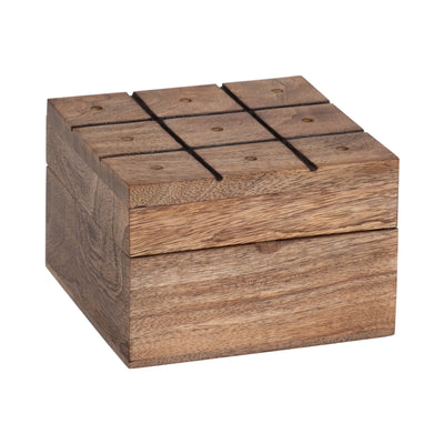 Wood, 6 Tic Tac Toe, Brown/gold