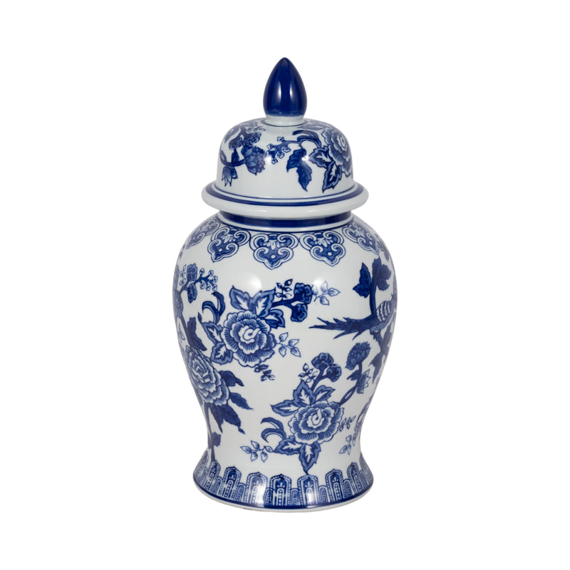 14 TEMPLE JAR BIRD/FLOWER, BLUE