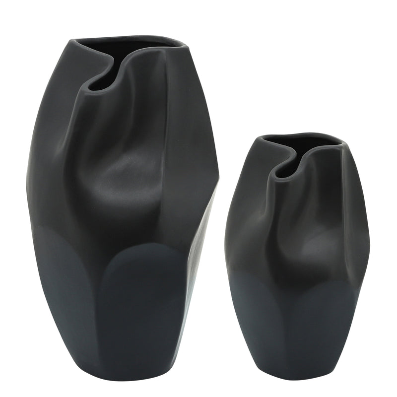 CER, 14H ABSTRACT VASE, BLACK