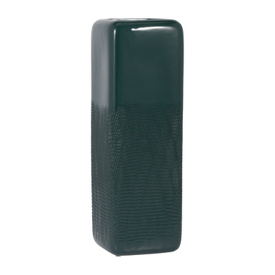 CER, 18 SQUARED GROOVED VASE, FOREST GREEN