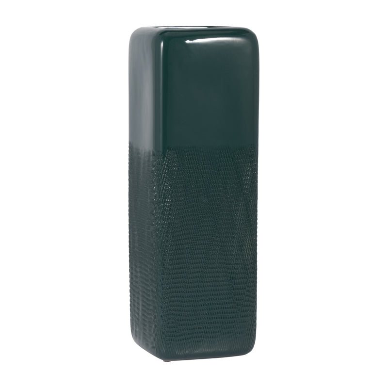 CER, 18 SQUARED GROOVED VASE, FOREST GREEN