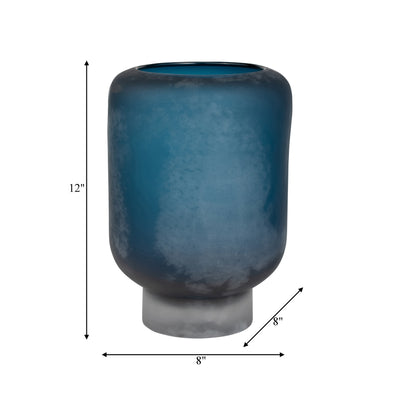 GLASS, 12 VASE BLUE