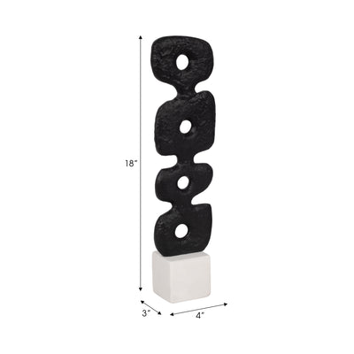 18 Abstract Totem Sculpture  Marble Base, Black/w