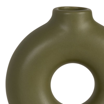 CER,7,DONUT FOOTED VASE,OLIVE