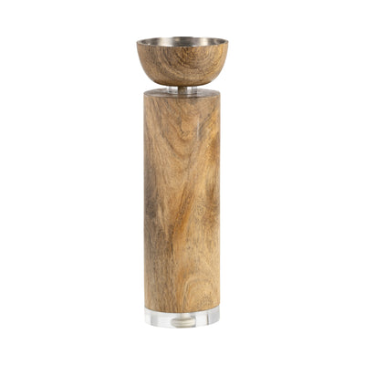 WOOD, 11 ACRYLIC DETAIL TAPER CANDLEHOLDER, NATUR