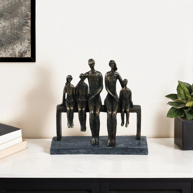 POLYRESIN 10 FAMILY SCULPTURE, BRONZE