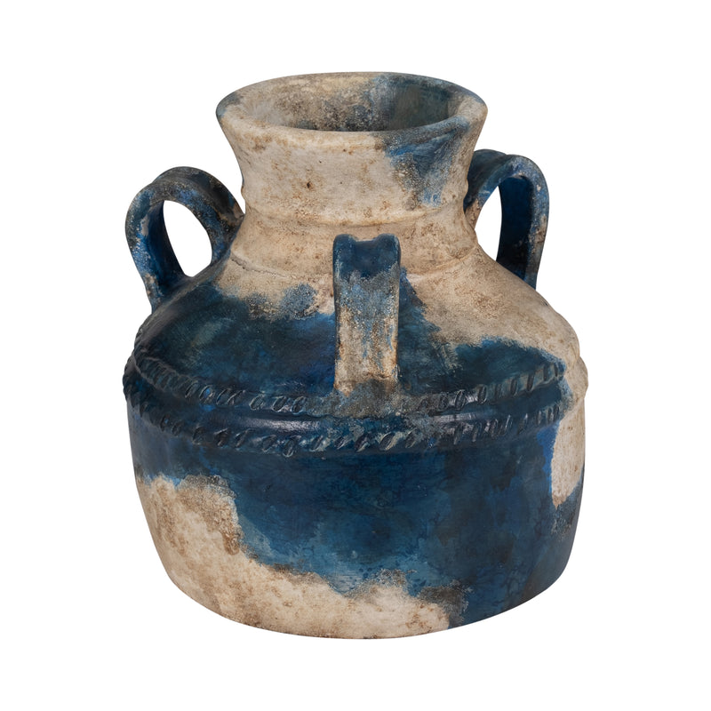 Terracotta, 12 Triple Handle Jug, Blue/ivory