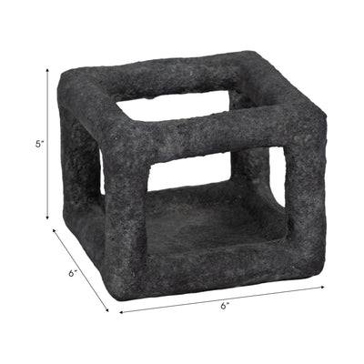 6 Textured Open Square Object, Black