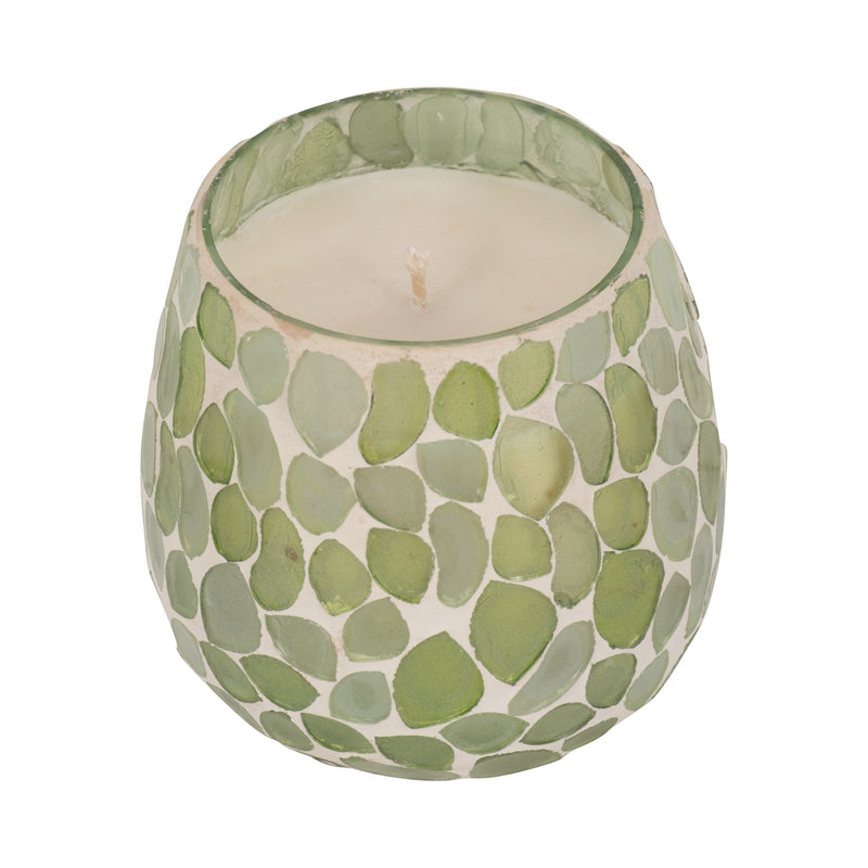 Glass, 4 11 Oz Mosaic Scented Candle, Light Green