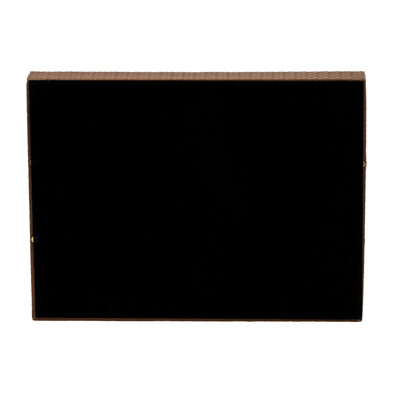 S/2 16/18L FAUX LEATHER WEAVE TRAYS, COGNAC