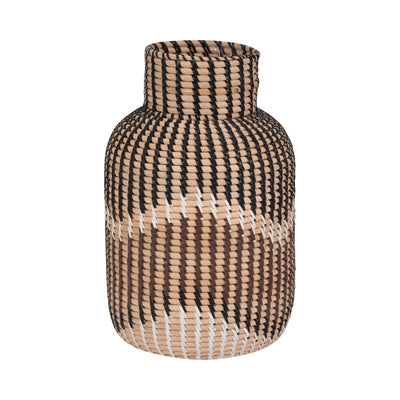 RATTAN, 13H WOVEN VASE, MULTI