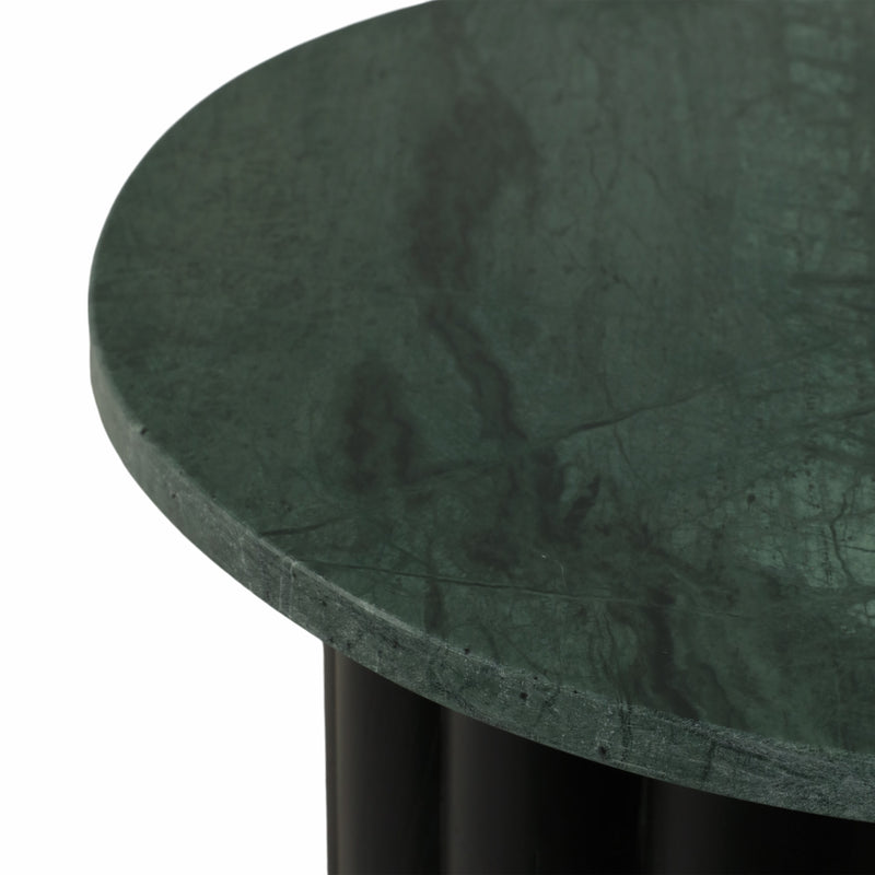 20 Large Ribbed Accent Table Marble Top, Blk/grn