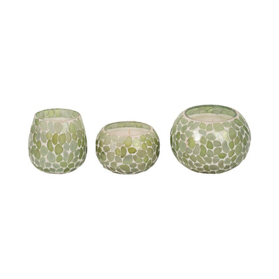 Glass, 4 11 Oz Mosaic Scented Candle, Light Green