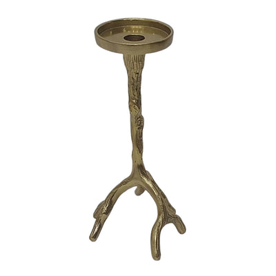 10 Roots Pillar & Taper Candle Holder, Gold