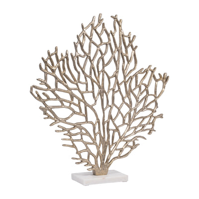 Metal, 21 Coral On Marble Base, Champagne