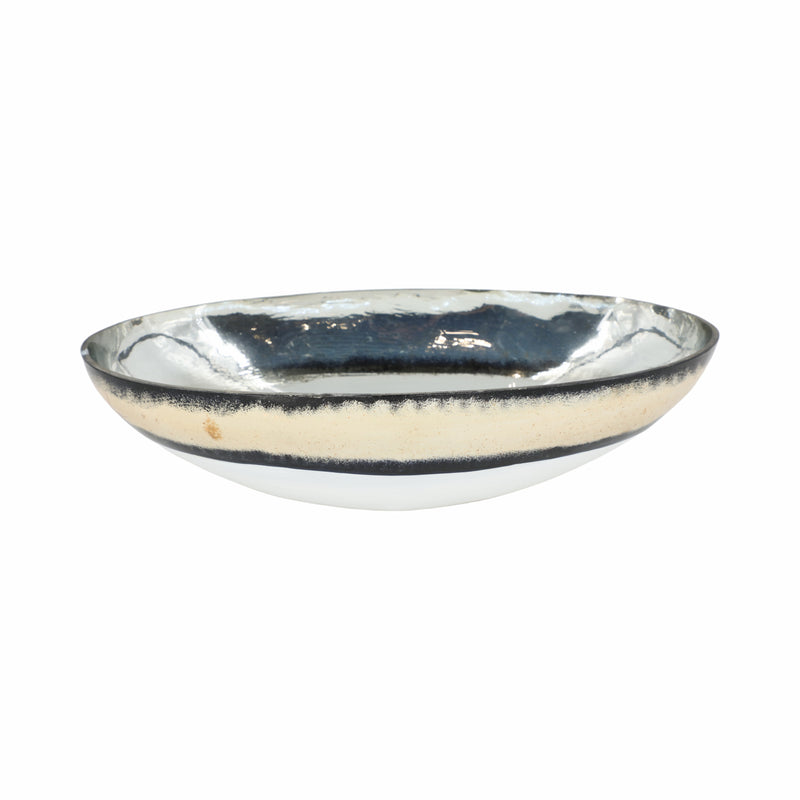 GLASS, 16 BOWL W/ GOLD TRIM, WHITE