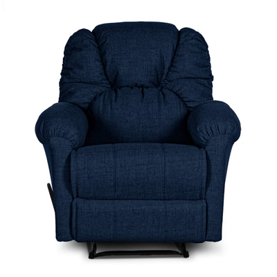 Linen Upholstered Rocking & Rotating Recliner Chair With Bed Mode From American Polo - Dark Blue