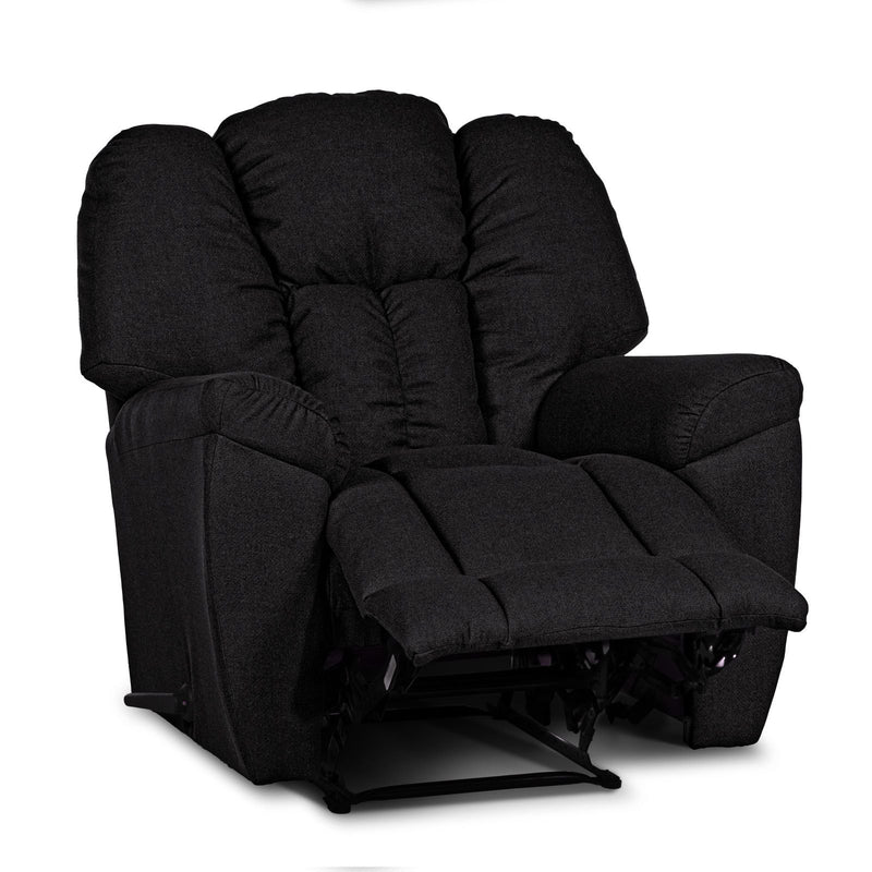 Linen Upholstered Rocking & Rotating Recliner Chair With Bed Mode - Black - Penhaligon&