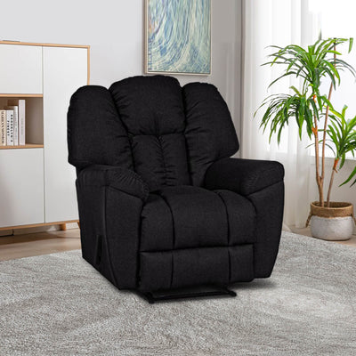 Linen Upholstered Rocking & Rotating Recliner Chair With Bed Mode - Black - Penhaligon's