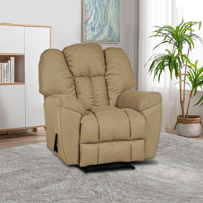 Linen Upholstered Rocking & Rotating Recliner Chair With Bed Mode - Beige - Penhaligon's