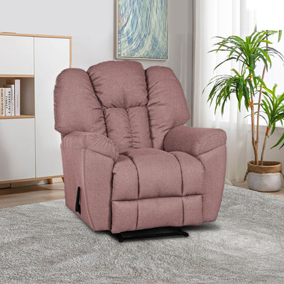 Linen Upholstered Rocking & Rotating Recliner Chair With Bed Mode - Dark Pink - Penhaligon's