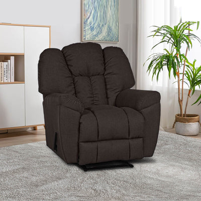 Linen Upholstered Rocking & Rotating Recliner Chair With Bed Mode - Dark Brown - Penhaligon's