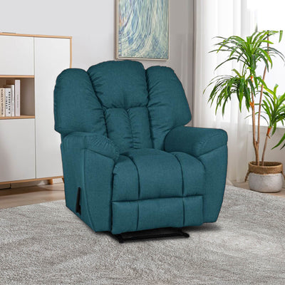 Linen Upholstered Rocking & Rotating Recliner Chair With Bed Mode - Turquoise - Penhaligon's