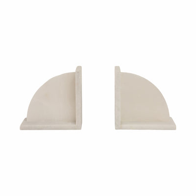 S/2 6 Alabaster Arc Bookends, White