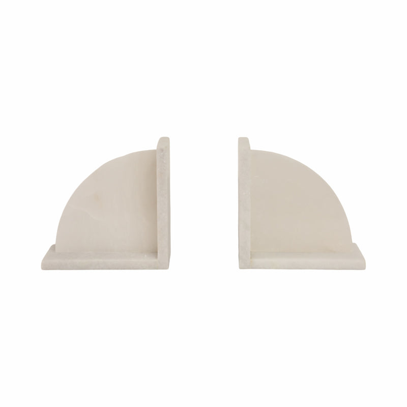 S/2 6 Alabaster Arc Bookends, White