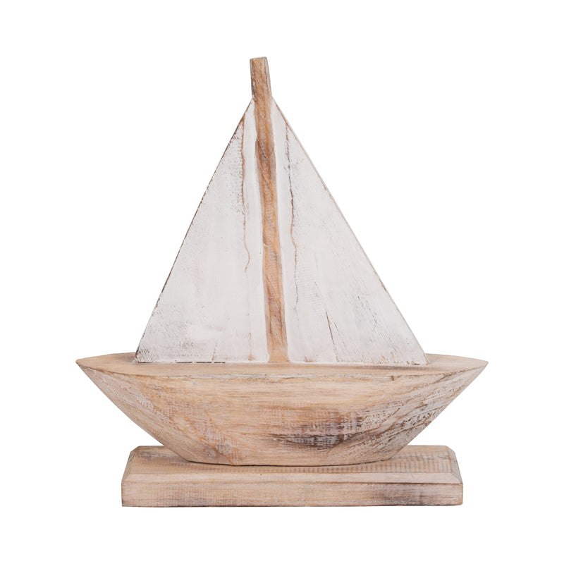 Wood, 14 Sailboat, Natural/white