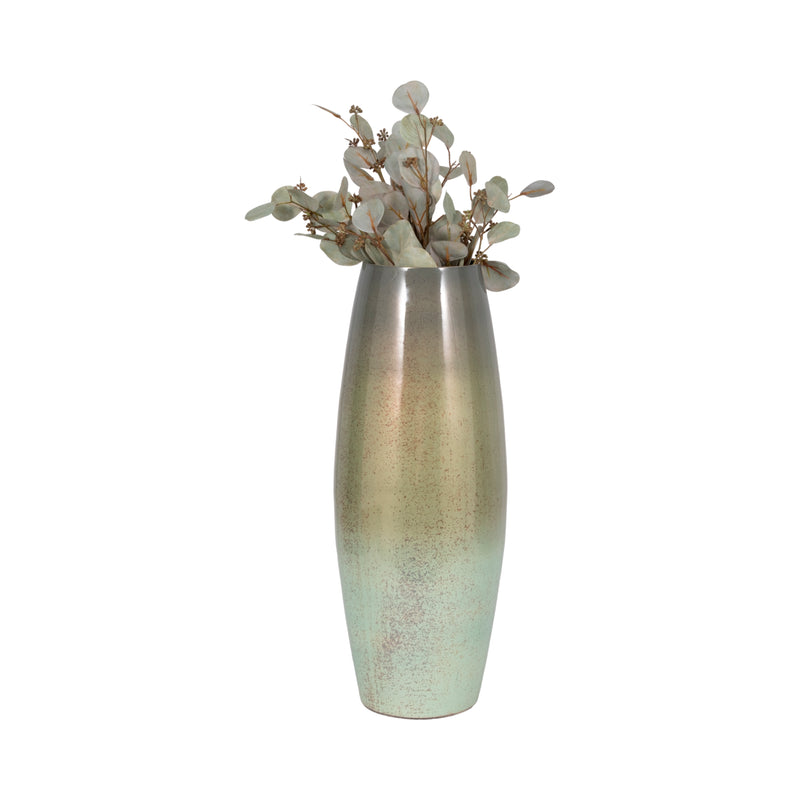 24 Curved Glass Vase Green Mercury Ombre, Multi