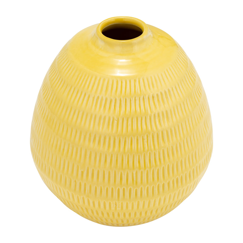 CER,7,STRIPE OVAL VASE,YELLOW