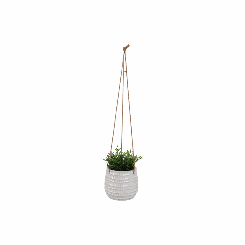 Ceramic 6 Dimpled Hanging Planter, Beige