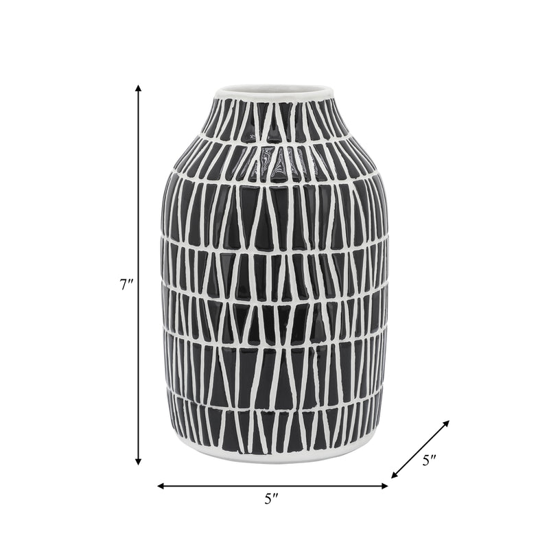 CER, 7 TRIBAL VASE, BLACK