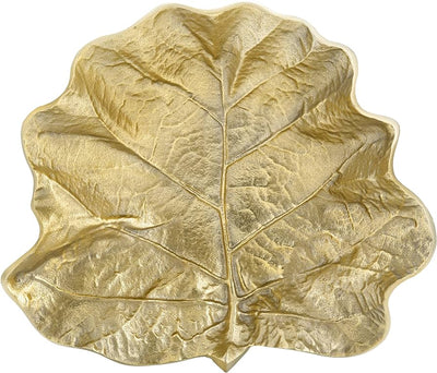 METAL, 13 ROUND LEAF TRAY, GOLD