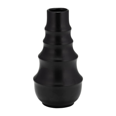 CER,11,RING PATTERN VASE,BLACK