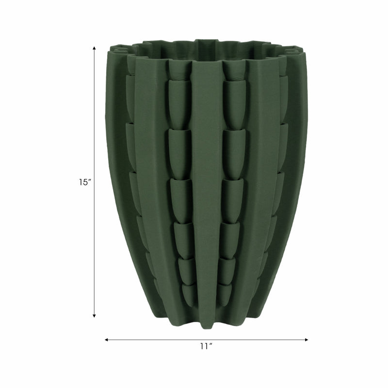 15 LAKELAND 3D PRINTED VASE, GREEN