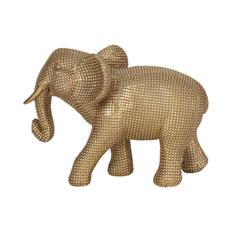 RESIN, 8 ELEPHANT DECO, GOLD