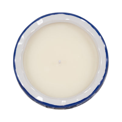 4, 7oz Round Chinoiserie Candle , Blue/white